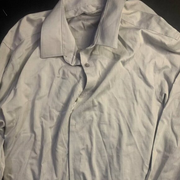 Calvin Klein Slim Fit Dress Shirt Mens grey Performance Non‎ Iron Button Up - Picture 1 of 5